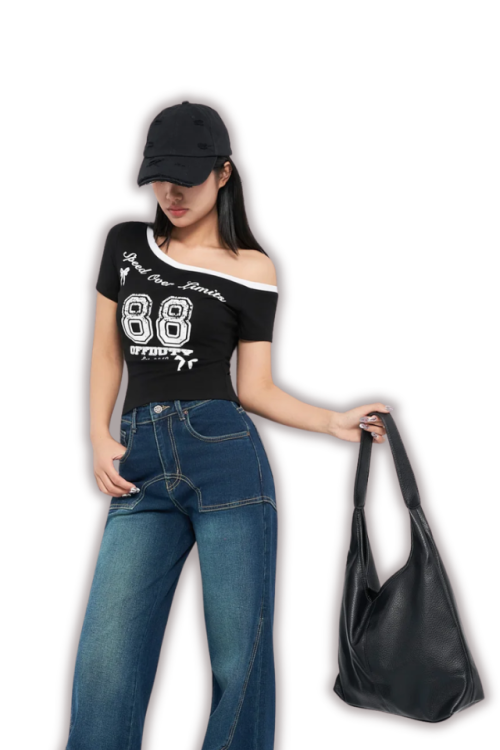 OFFDUTY | Women's Blue Seam Detail Wide Leg Jeans